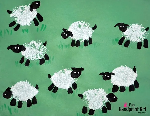 Image for Stamped Sheep Craft | Painting with a Loofah