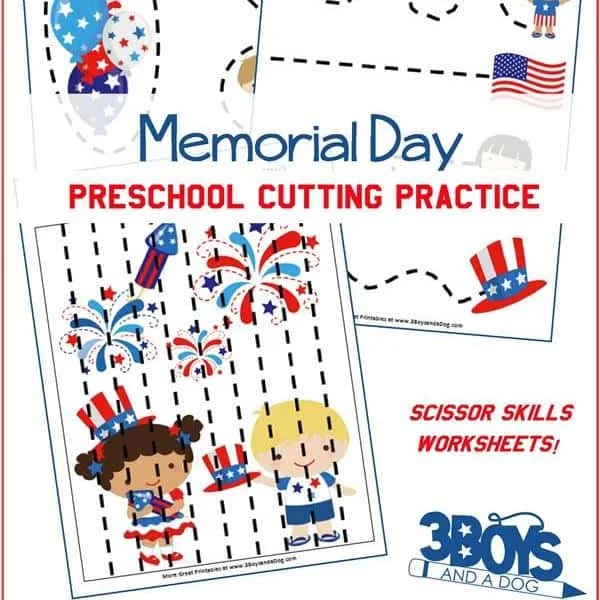 Image for Memorial Day Preschool Cutting Practice