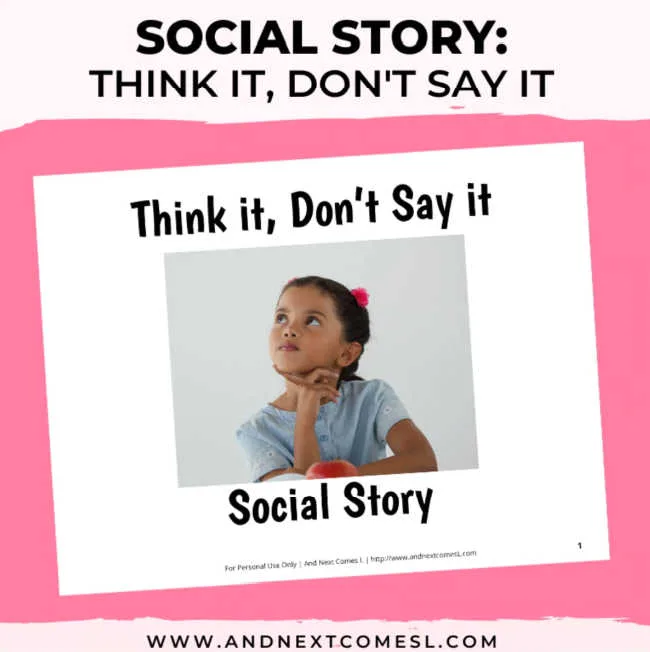 Image for Think it, Don't Say it Social Story
