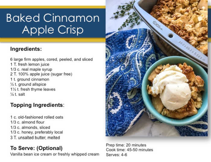 Baked Cinnamon Apple Crisp Recipe Card