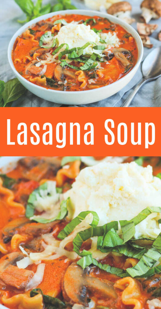 Creamy Spinach, Mushroom and Lasagna Soup is a delicious twist on comfort food that warms you to your toes.