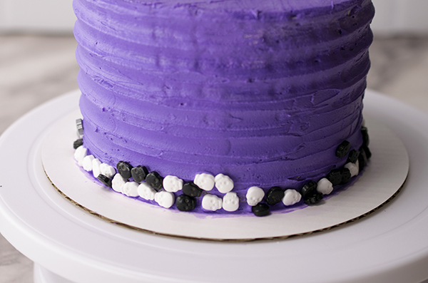 purple icing on cake