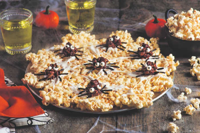 Spooky Popcorn Spider Web for Halloween