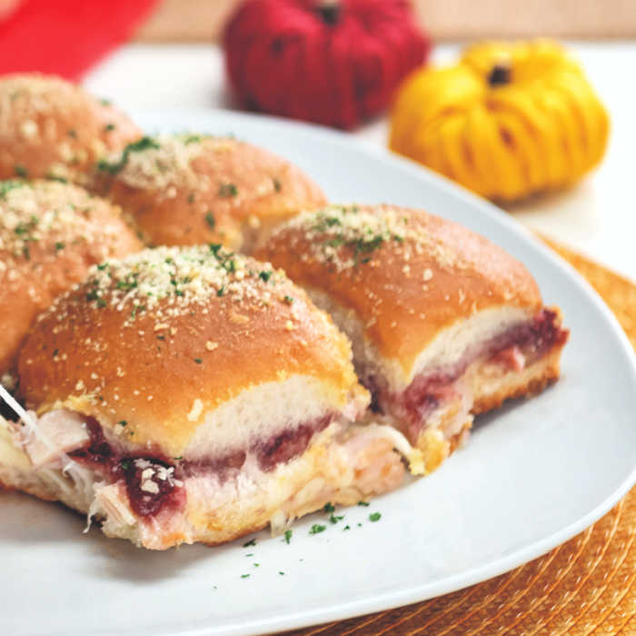 cranberry turkey sliders - perfect for turkey leftovers