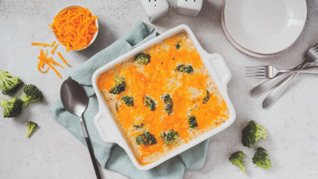 super easy casserole with broccoli and rice
