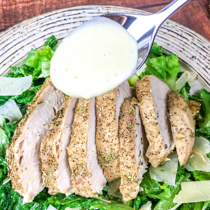 homemade caesar dressing makes all the difference to the salad