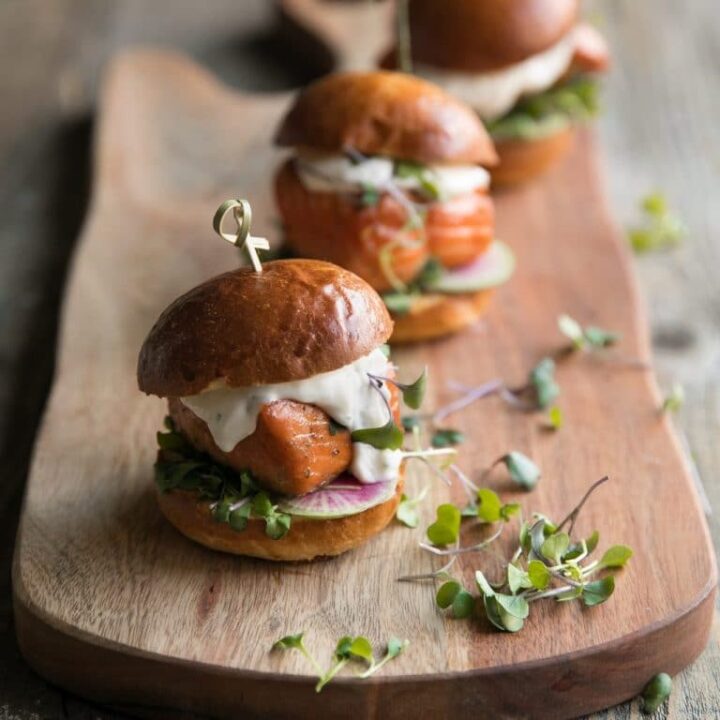 Image for Salmon Sliders with Garlic Lemon Aioli