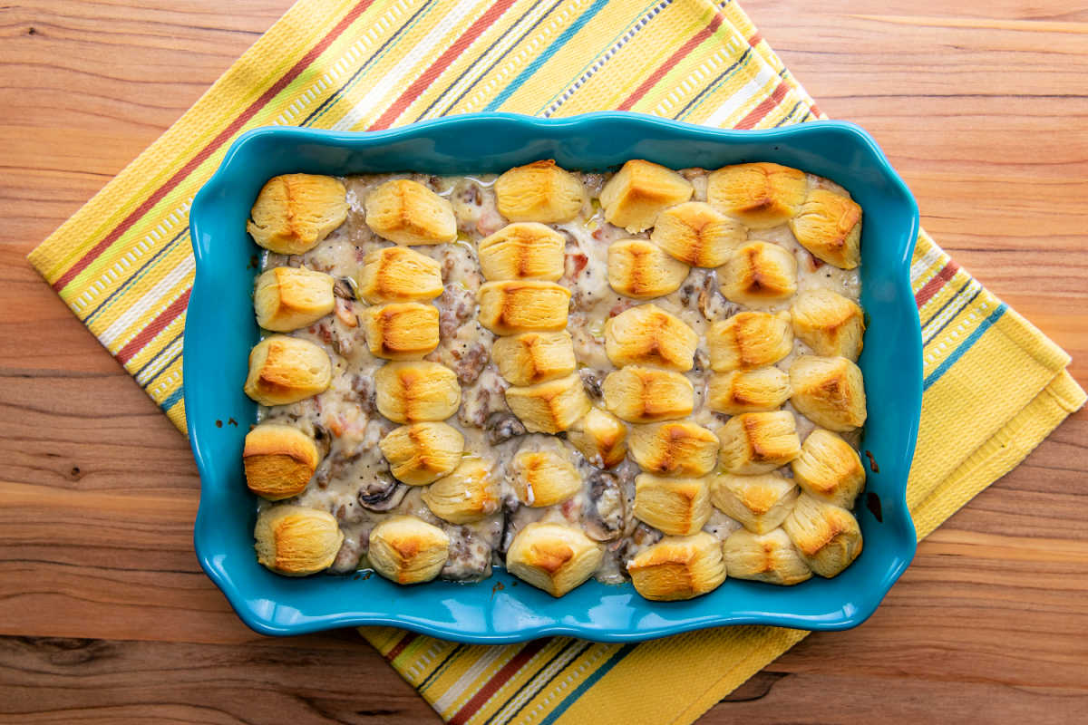 Biscuit Sausage Mushroom Casserole [with Video]