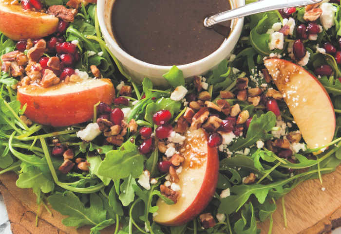 Christmas wreath salad with apples and pecans