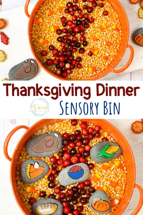 Image for Thanksgiving Dinner Sensory Bin with Painted Rocks