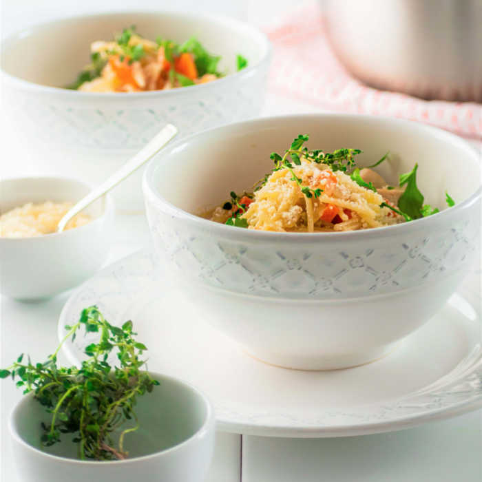 Sopa De Fideo chicken noodle soup in bowls