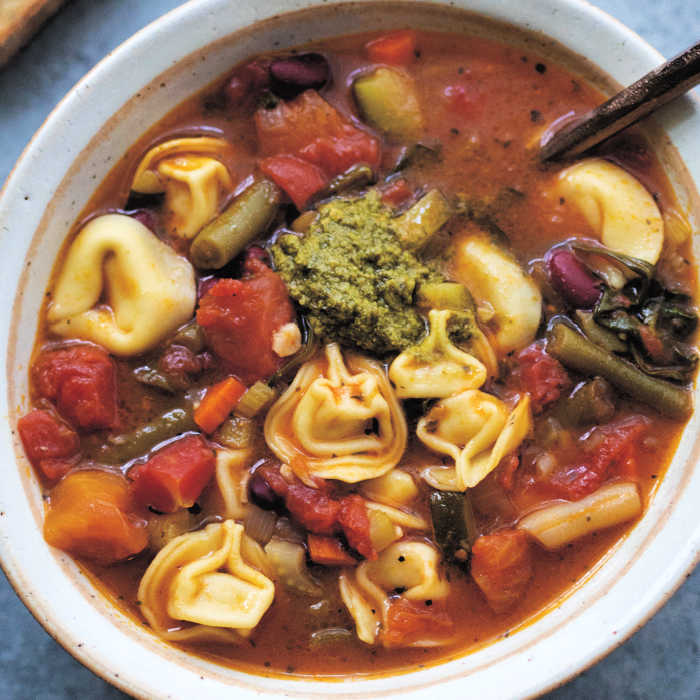 Tortellini Minestrone Soup with Beans