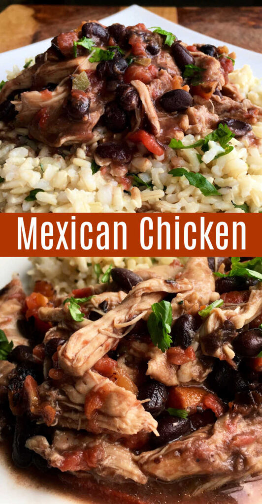 This delicious, healthy slow cooker shredded Mexican Chicken is as easy as it is versatile!  This flavor-packed chicken is perfect for burrito bowls, lettuce wraps or over a bed of flavorful cilantro-lime rice.