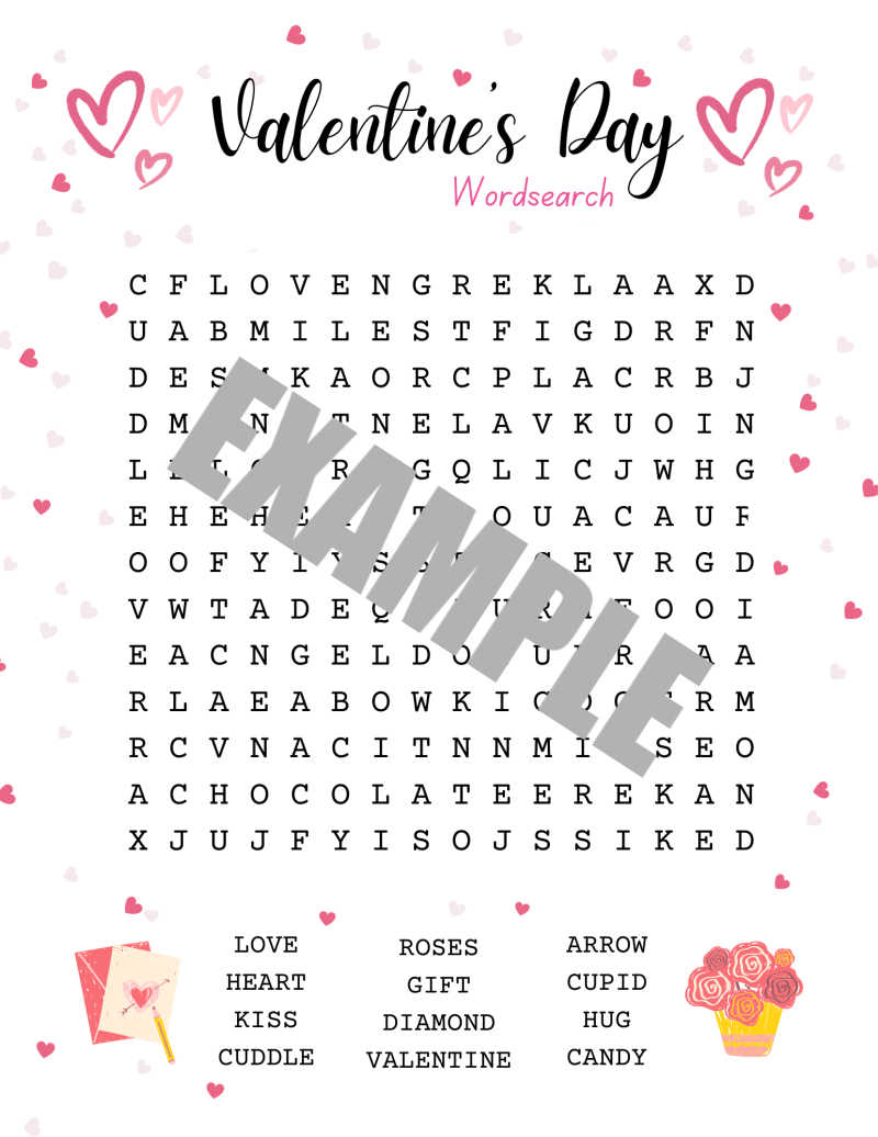 No Prep Printable Valentine Word Search Puzzle
