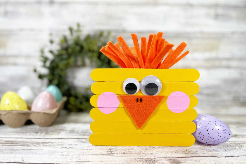 completed easter chick craft for kids