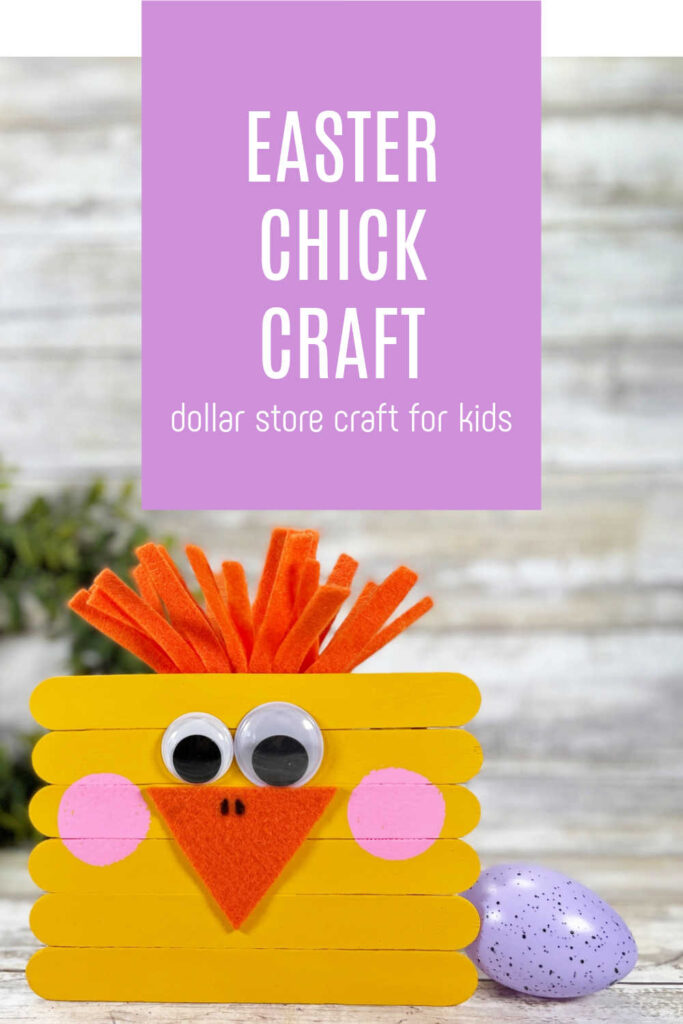 Transform simple jumbo craft sticks from the Dollar Store into the most adorable Easter Chick Craft just in time for Spring!