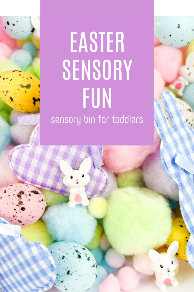 Easter Bunny Sensory Bins are a fun and creative way to engage children in imaginative play during the Easter season. 
These sensory bins provide children with an opportunity to explore different textures, colors and shapes, while also stimulating their senses and promoting their cognitive development.