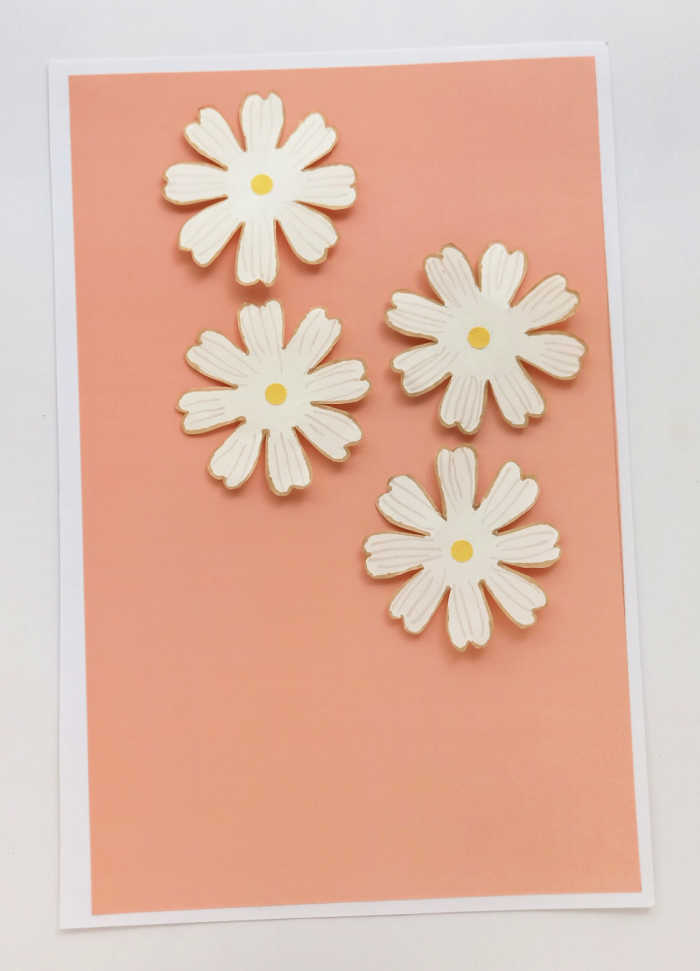 in process - flowers attached to card