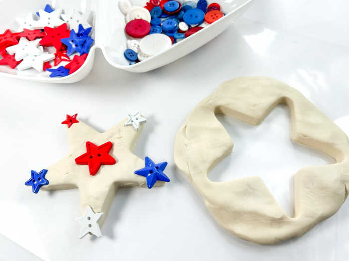 play in action with play-doh and red white blue stars