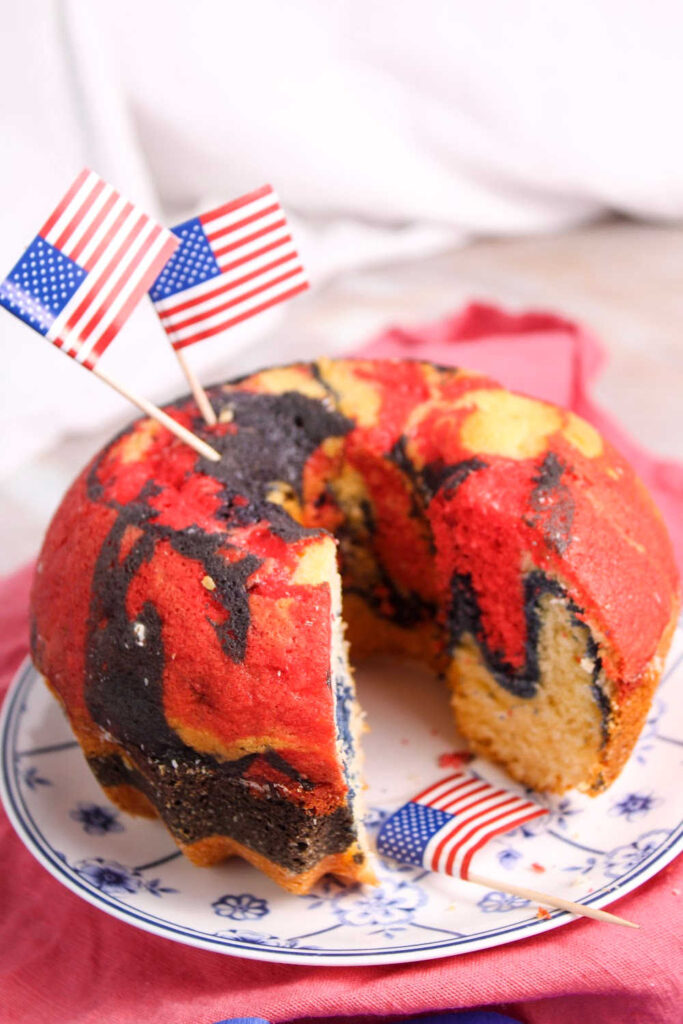 Red White and Blue Independence Day Bundt Cake