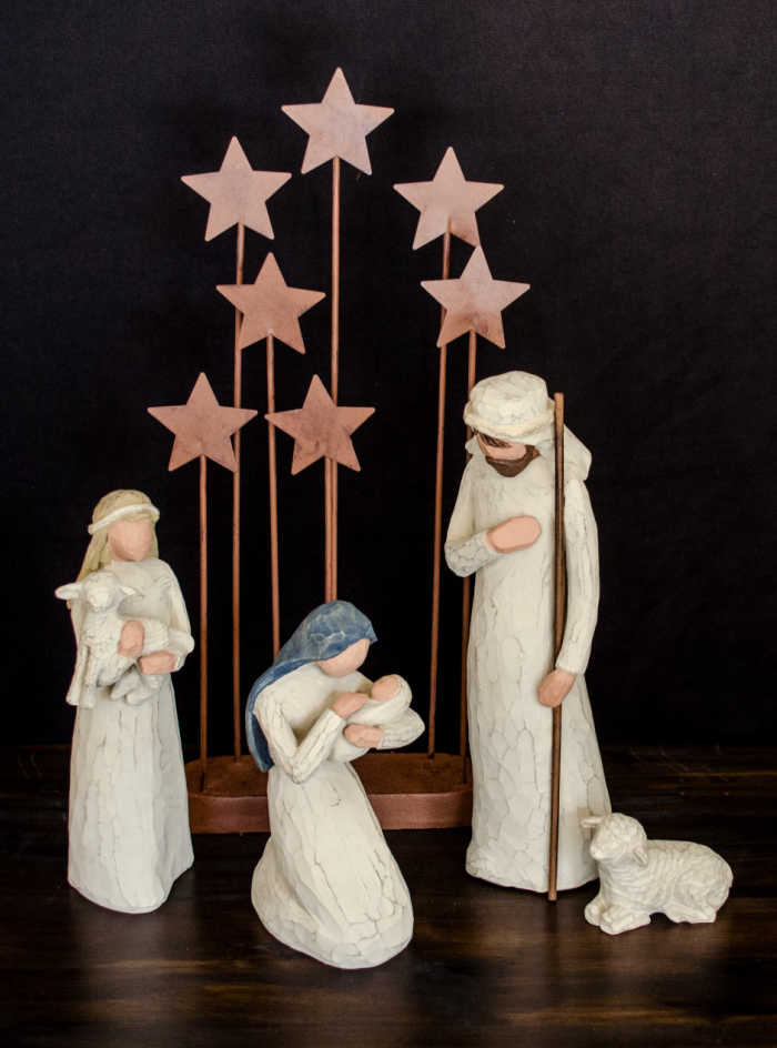 nativity scene with stars