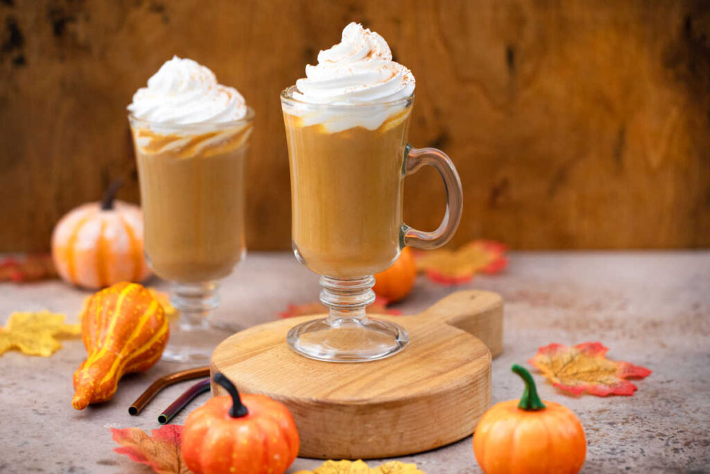 Pumpkin Spice Latte is one of the most popular beverages in the United States during the autumn months with fall spices and pumpkin puree. 