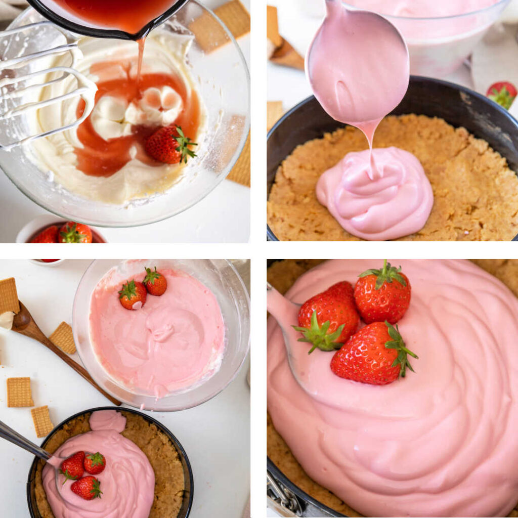 strawberry cheesecake recipe in process 2