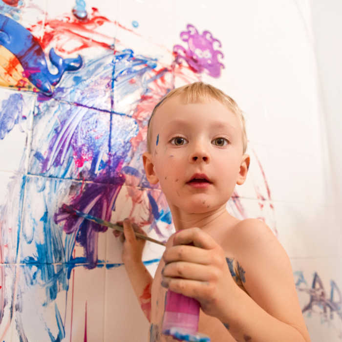 sensory bath time kid paint activity