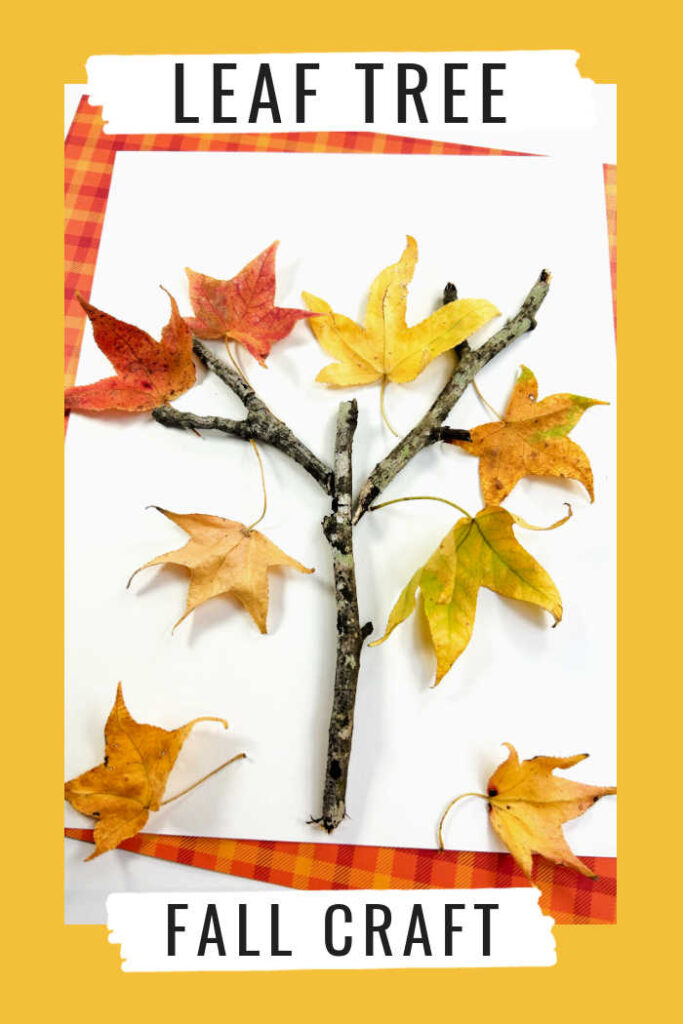 fall leaf tree craft using real tree leaves and branches