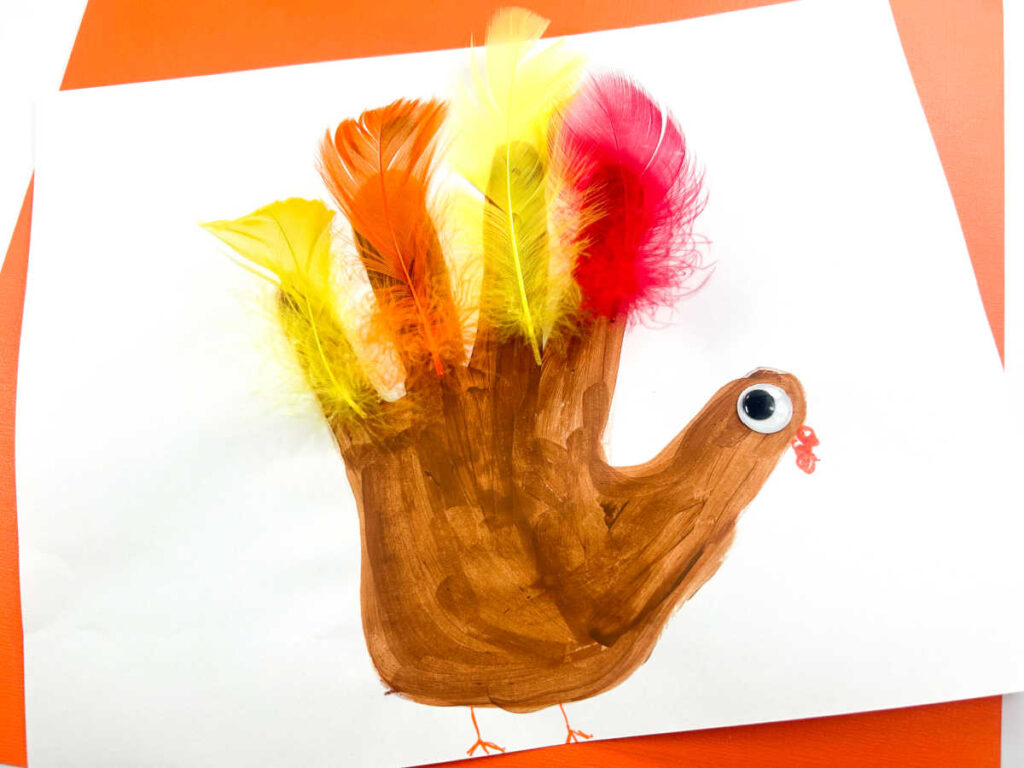 completed handprint turkey art craft