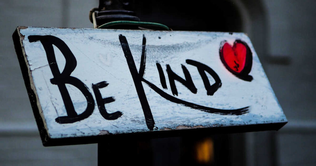 be kind hand painted street sign
