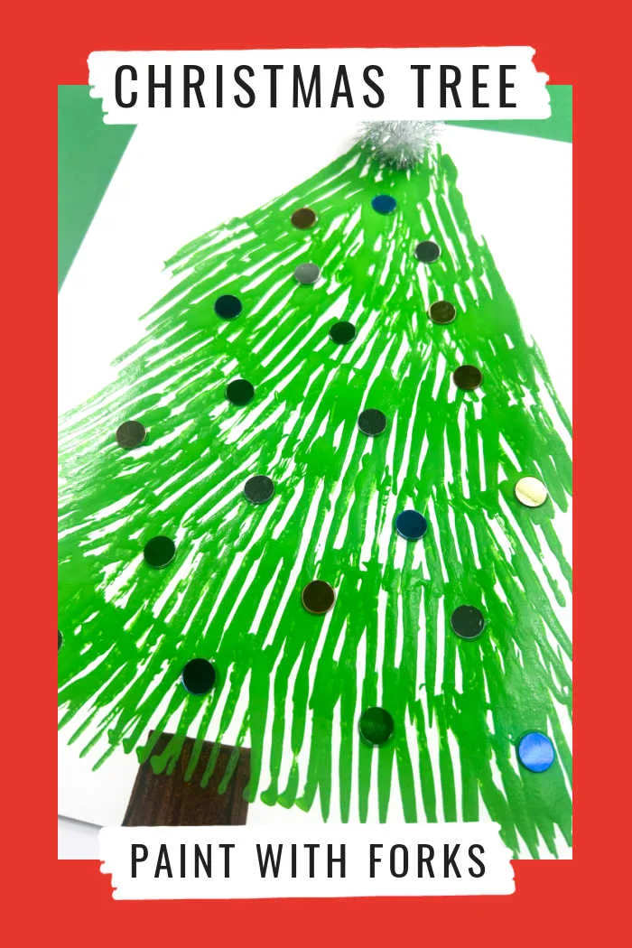 Fork Painting Christmas Tree Craft for Kids