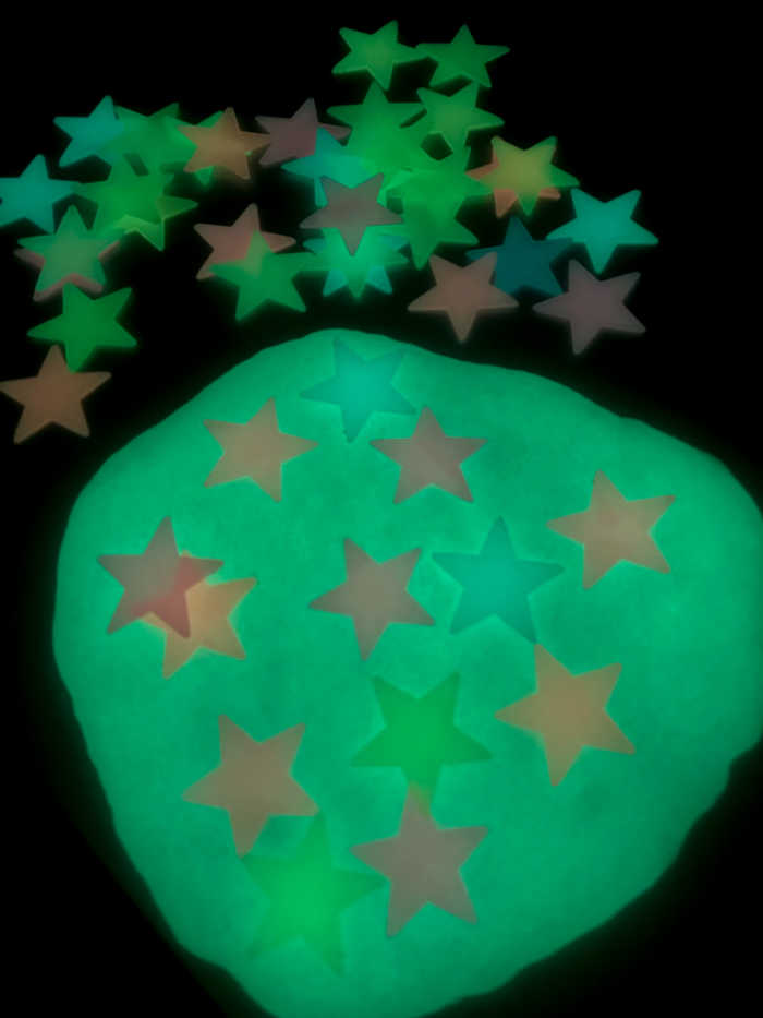 glow in the dark slime with glow in the dark stars