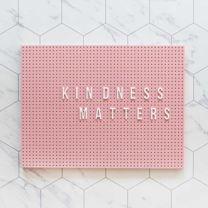kindness matters letter board in pink