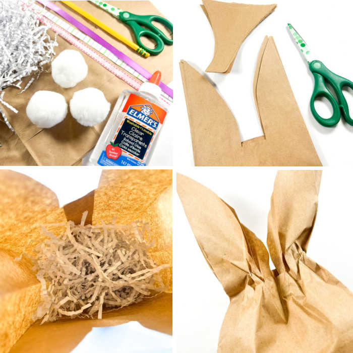 paper bag bunny craft for kids in process