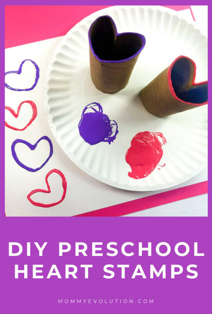Toilet Paper Roll Heart Painting for preschoolers and toddlers - great fine motor activity