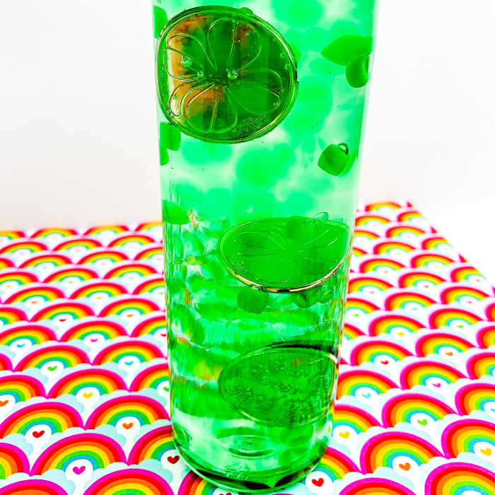 green sensory bottle for st patrick's day