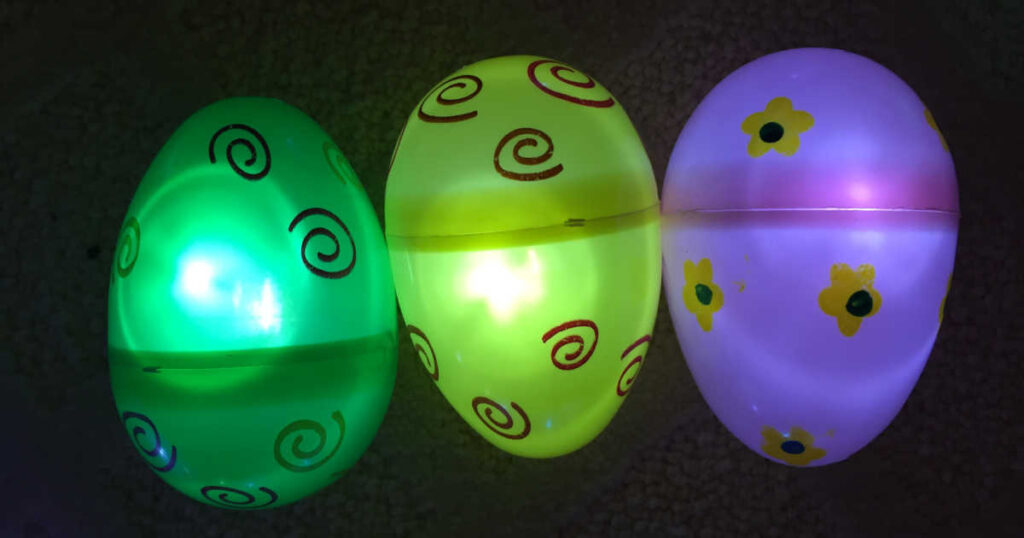 3 easter eggs in a row - waiting for glow in the dark easter egg hunt