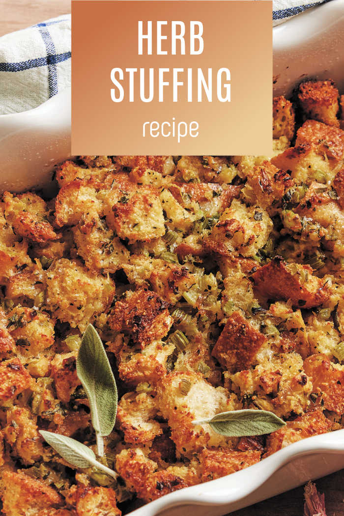 Cheesy Sourdough Herb Stuffing - Mommy Evolution