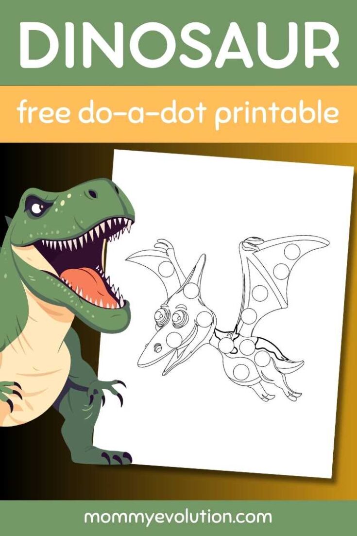 Free Dinosaur Do a Dot Page Featuring a Pterodactyl - Mommy Evolution