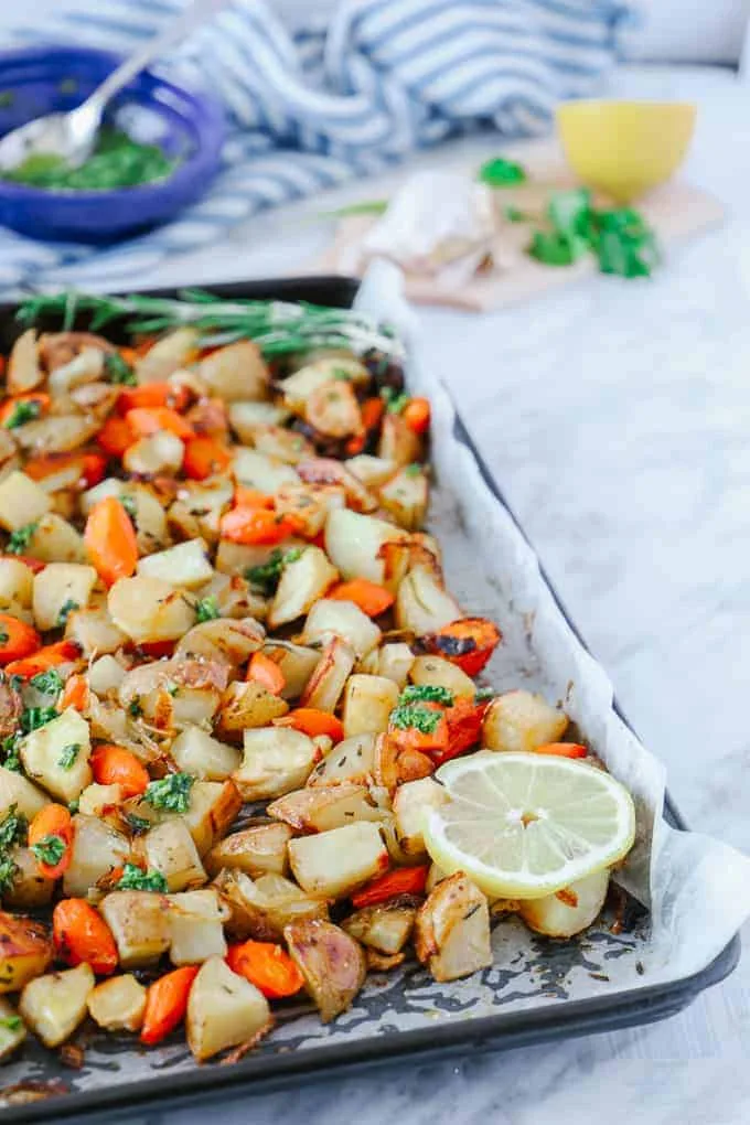 Image for Roasted Carrots And Potatoes With Garlic And Lemon