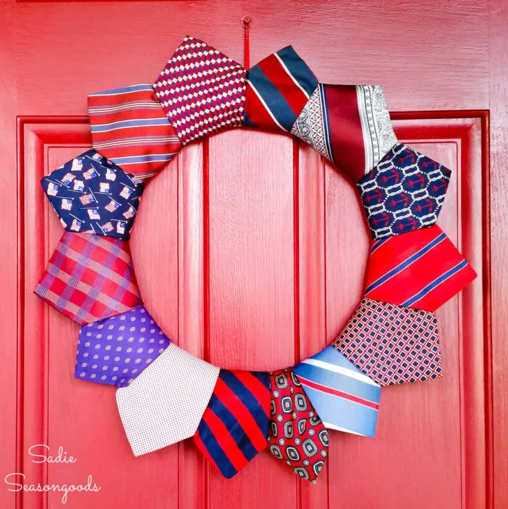 Image for DIY Patriotic Wreath with Cheap Neckties