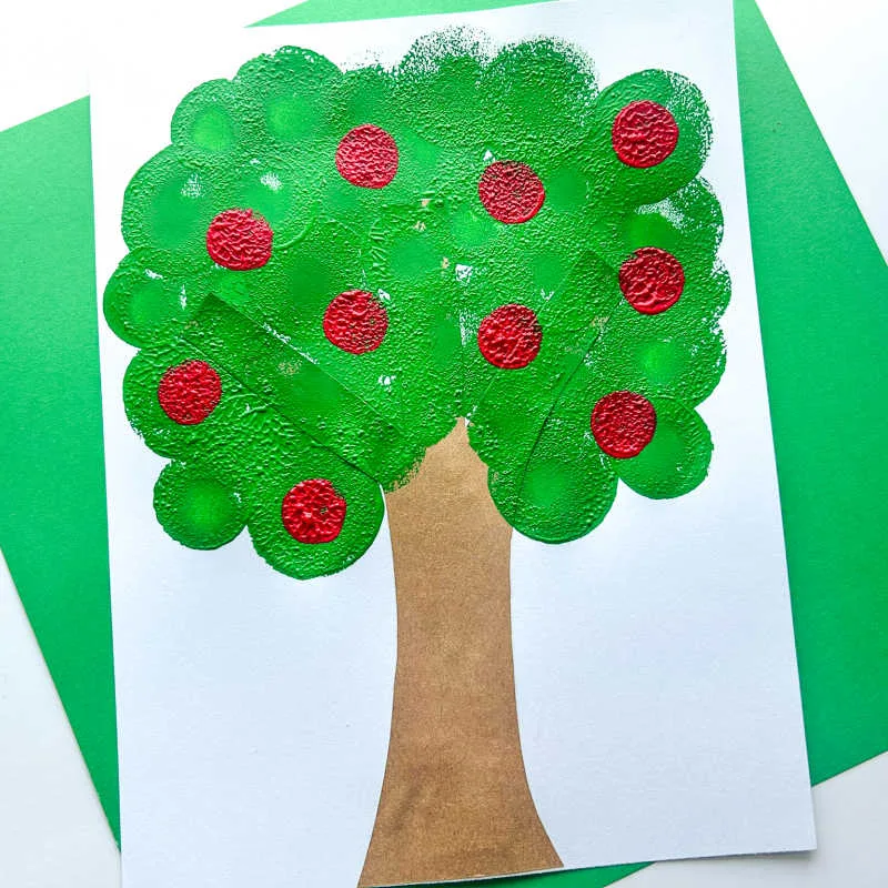 Here are activities that go well with the Apple Tree Painting Craft -- a hands-on art project where kids create a textured apple tree using sponge brushes, paint, and construction paper, perfect for exploring colors, patterns and fine motor skills.