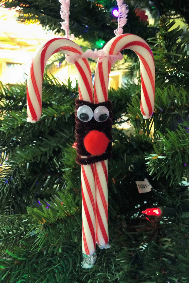 Candy Cane Reindeer Ornament for Kids
