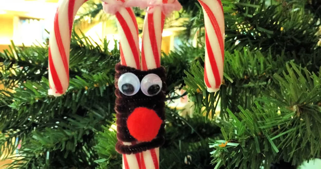 This candy cane reindeer ornament is a fun way to add handmade charm to your holiday decor while creating a memory kids will be proud to hang on the tree.