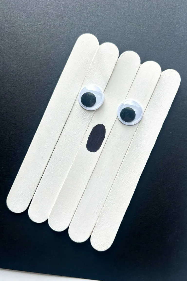 Popsicle Stick Ghost Craft for Halloween