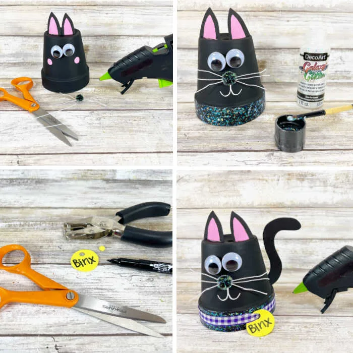 How To Make Hocus Pocus Cat Craft in process