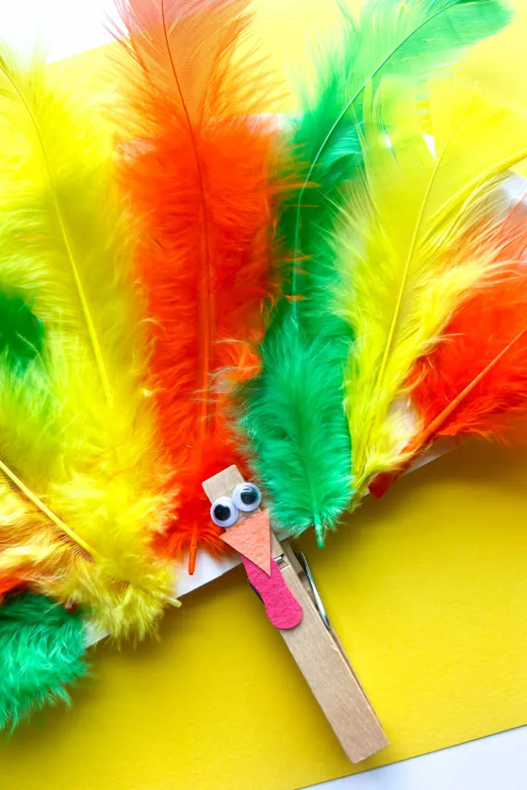 Paper Plate Clothespin Turkey Craft for Kids