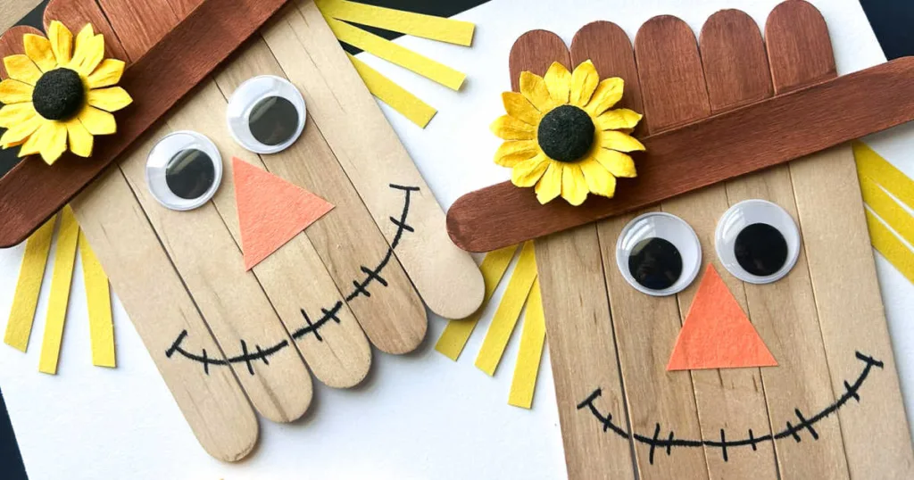 This scarecrow popsicle stick craft combines creativity, skill-building, and festive fall fun that kids enjoy making and parents enjoy displaying.