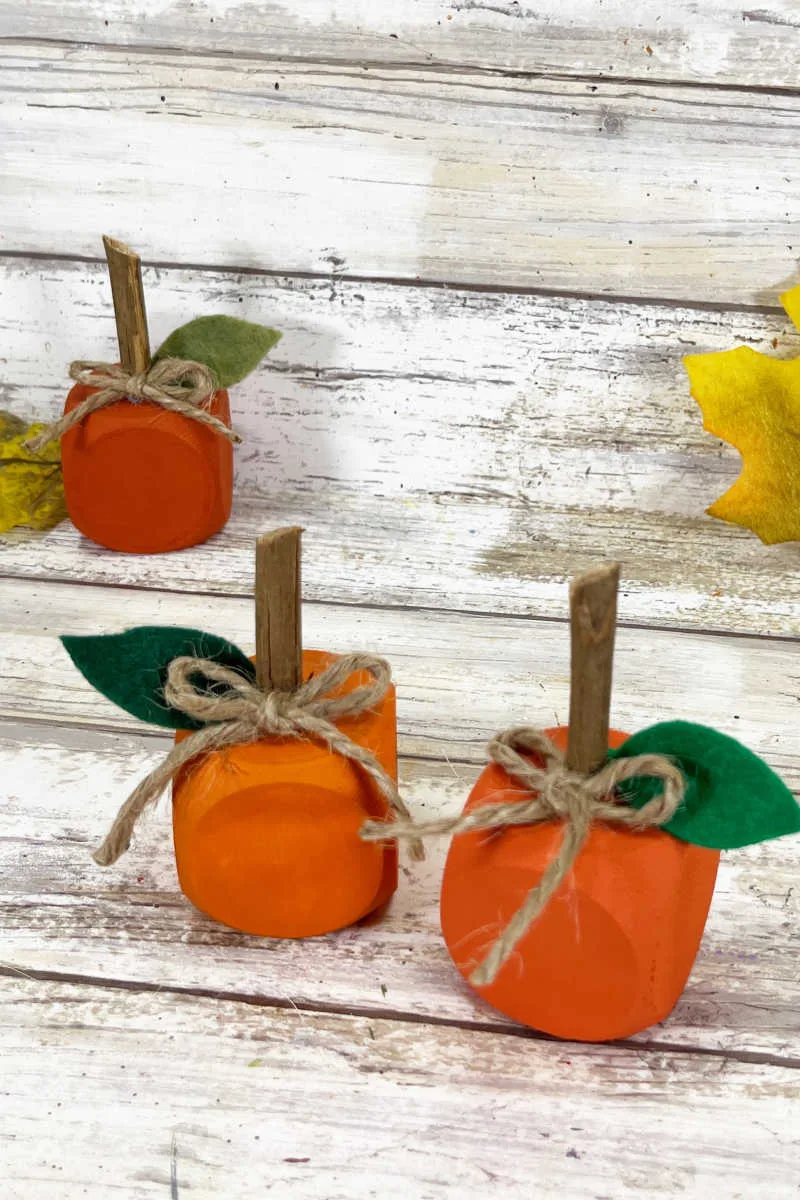 Wood Dice Pumpkin Craft Using Dollar Store Supplies